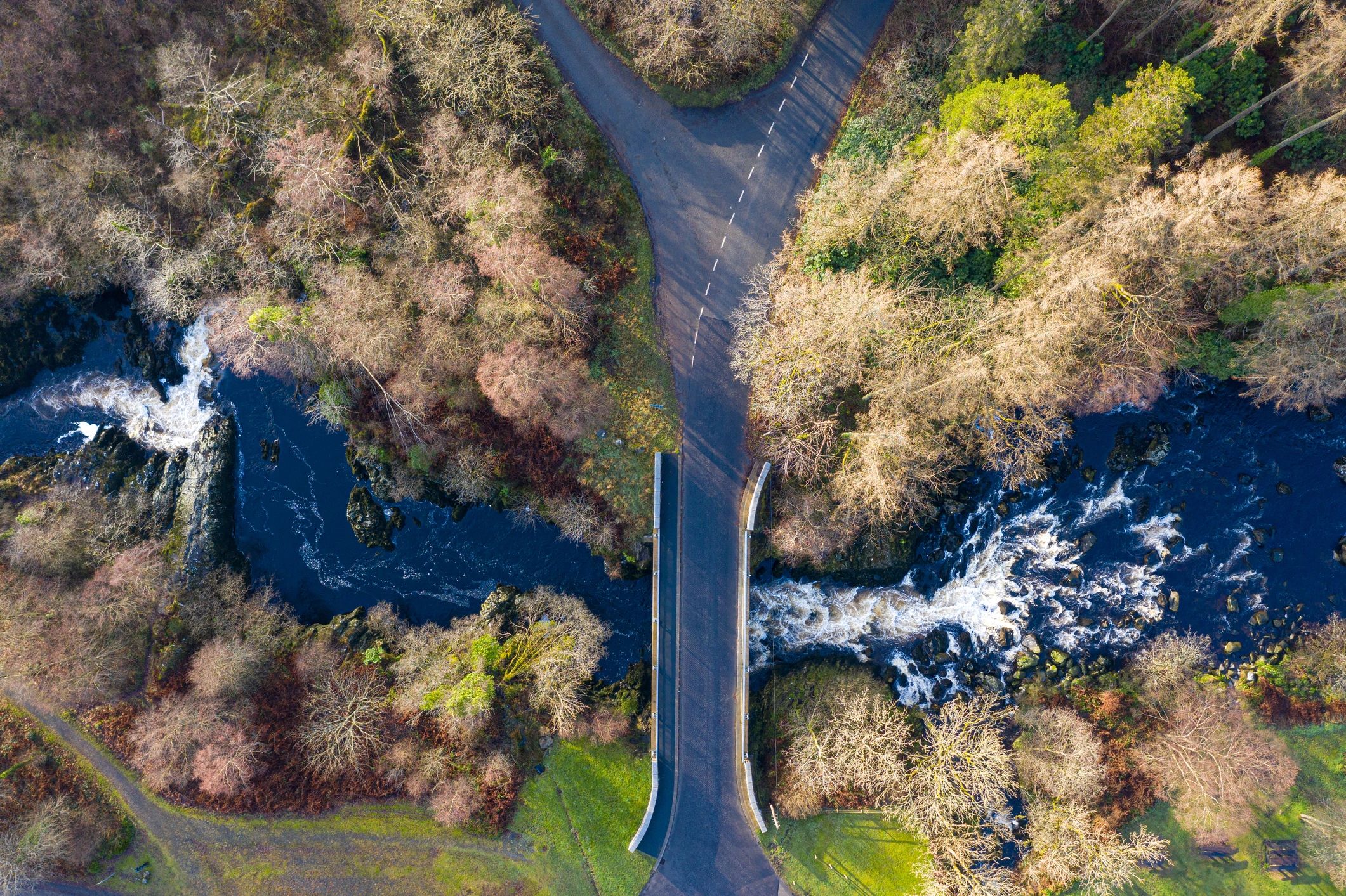 Aerial view of a road and bridge area used as a neutral visual for sinkhole and ground stability topics