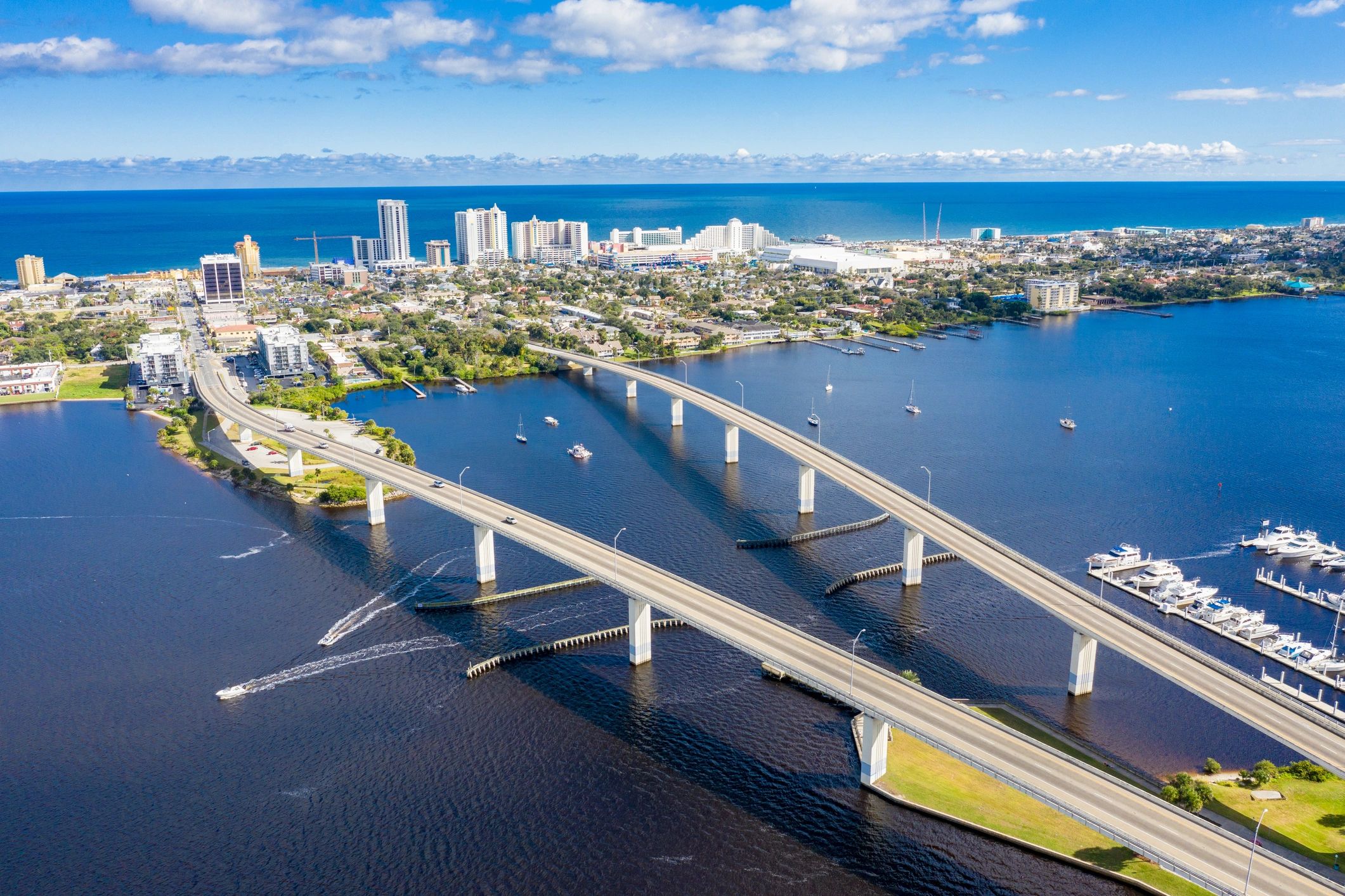 Florida waterfront skyline aerial view