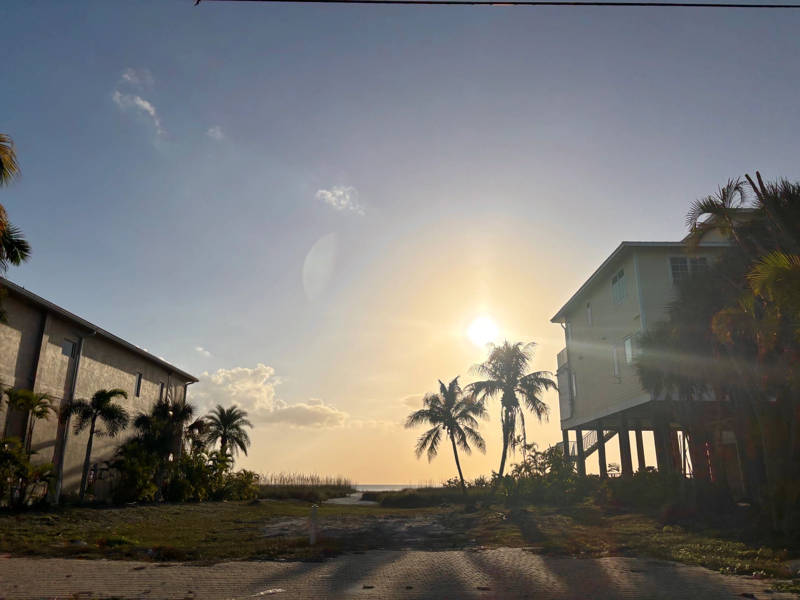 Coastal Florida real estate development at sunset