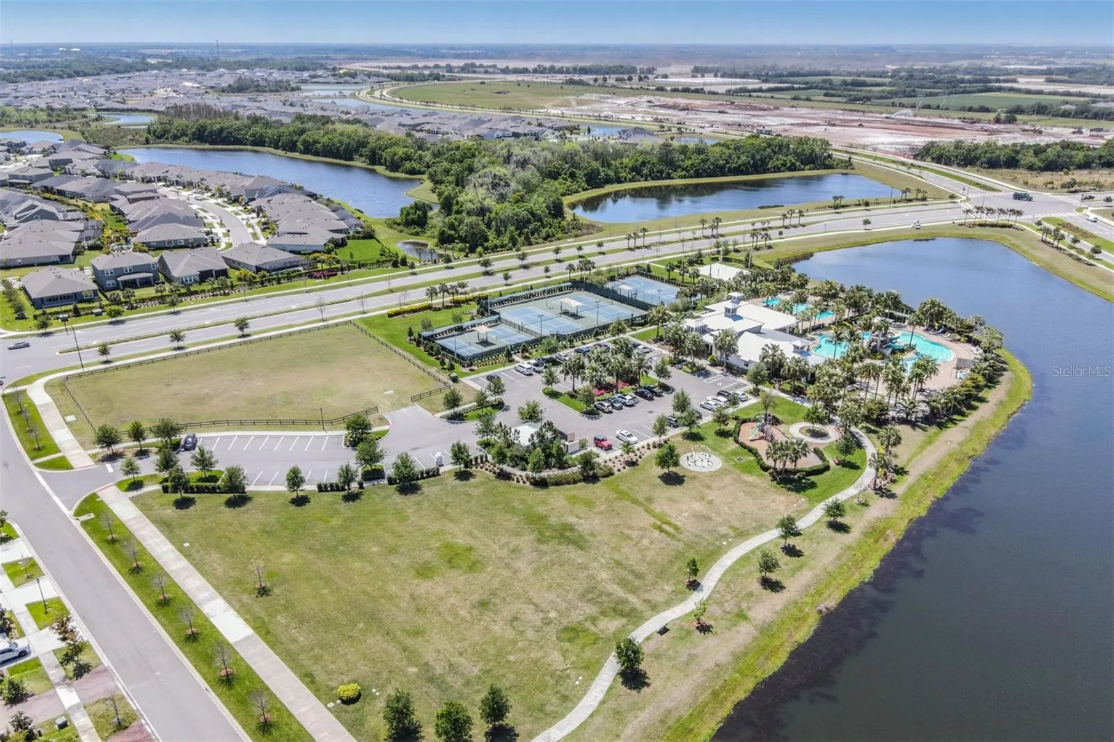 Aerial view of the Covington Park neighborhood in Apollo Beach, Florida