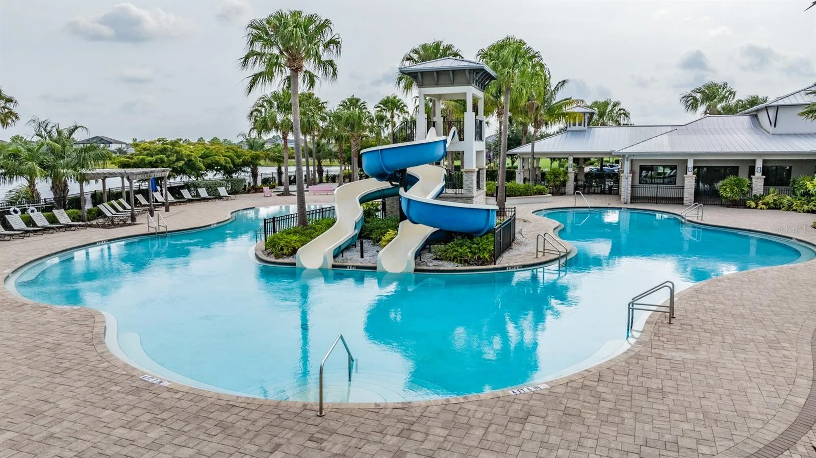 Pool and shaded pavilion at Covington Park in Apollo Beach, Florida