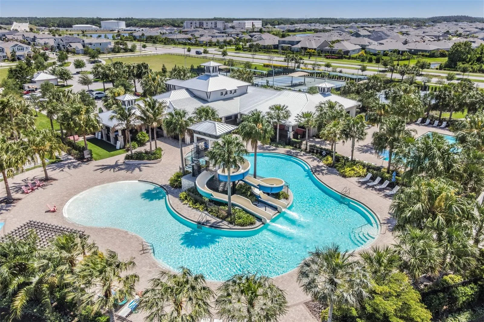 Splash pool and play structure at Covington Park in Apollo Beach