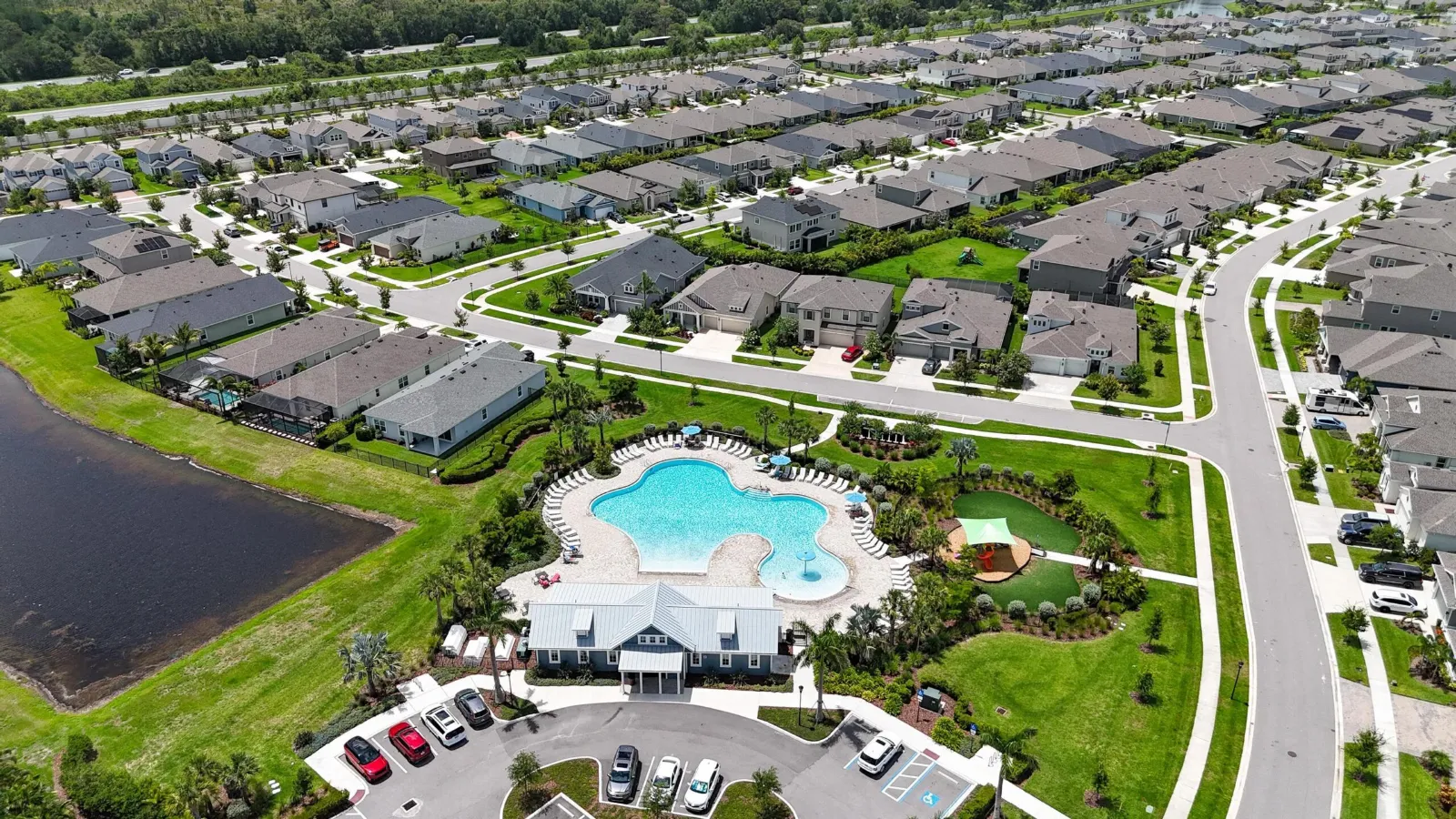 Aerial view of the Waterset community in Apollo Beach, Florida