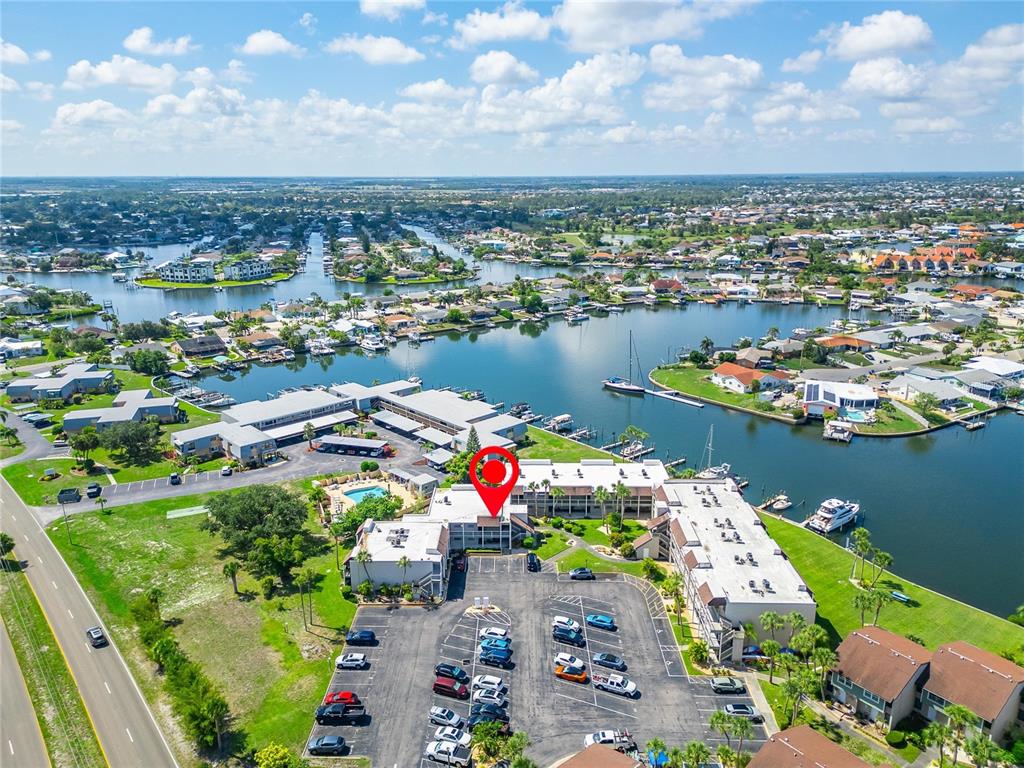 Aerial view of the deep-water canal to Tampa Bay
