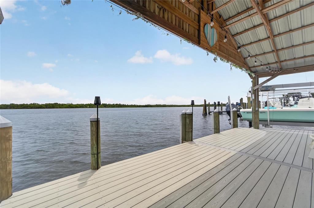 Concrete seawall and water view
