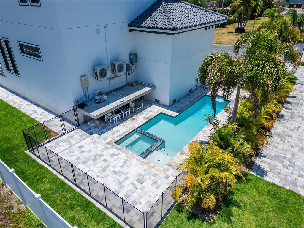Aerial of the pool and spa at 517 Treviso Drive, Apollo Beach