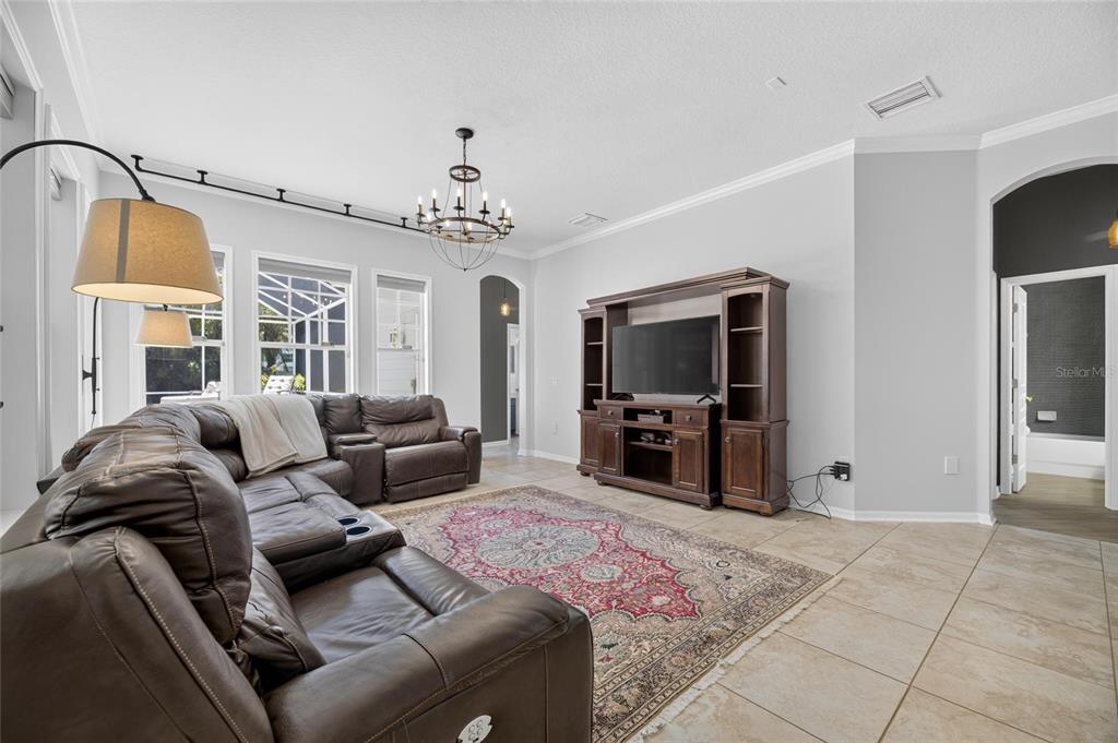 Family room open to the kitchen