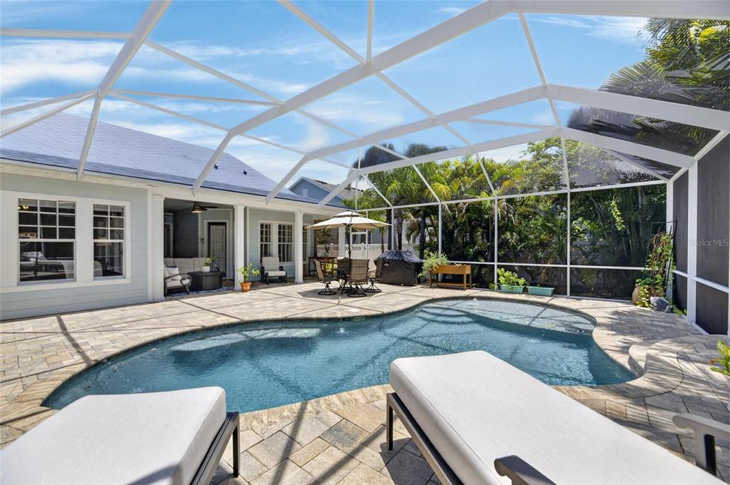 Heated pool with brick paver patio