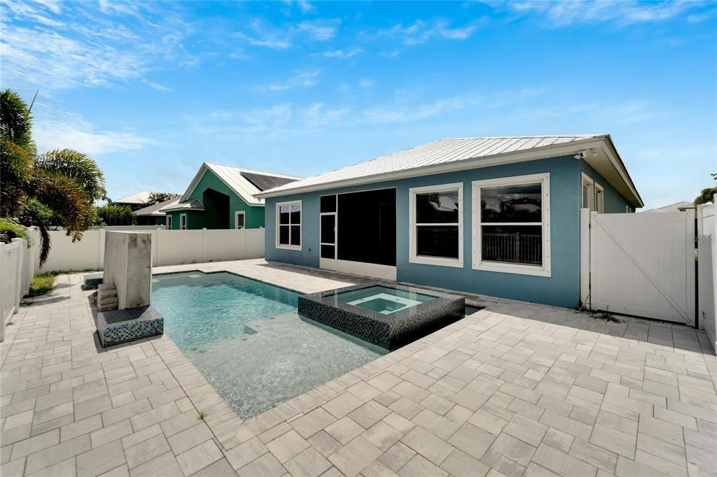 Pool and spa in the fenced backyard
