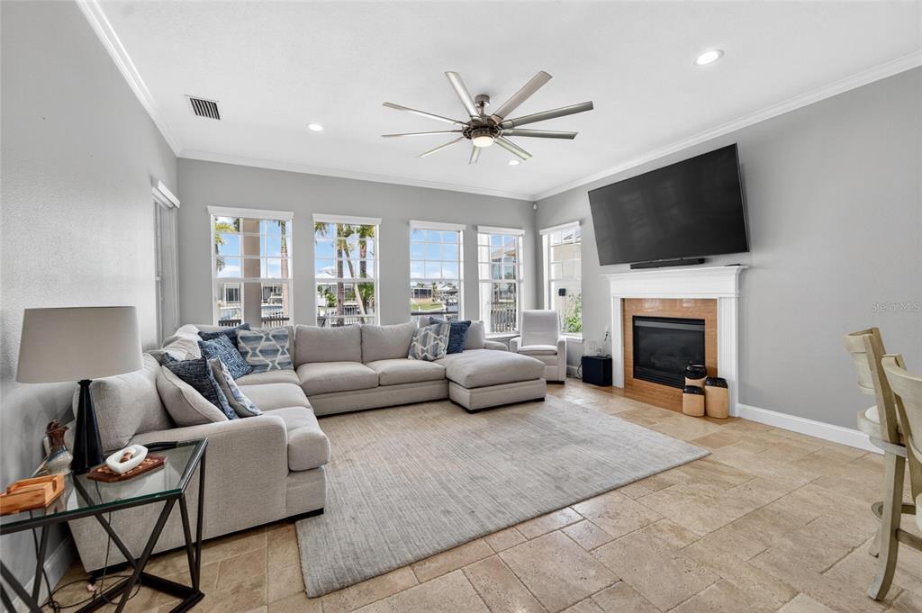 Family room with gas fireplace