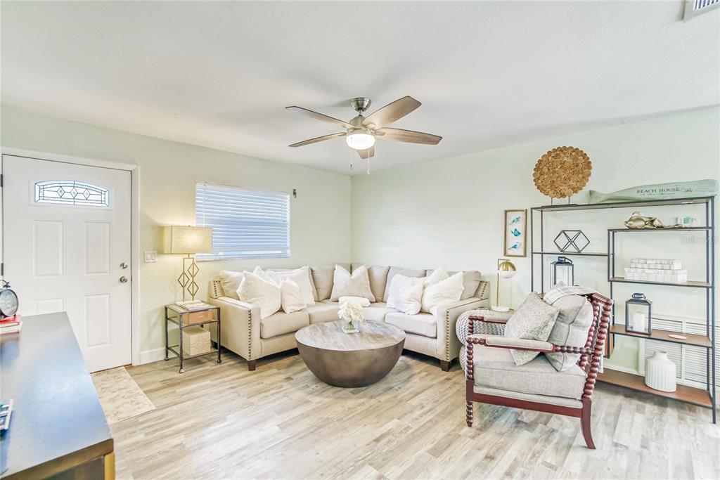 Open living and dining area