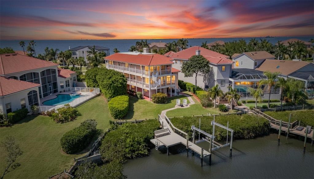 Aerial sunset view of 6107 Marbella Boulevard in Andalucia, Apollo Beach