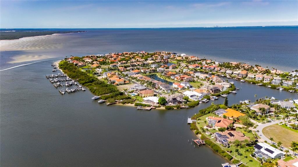 Aerial view of the Andalucia canals leading to Tampa Bay