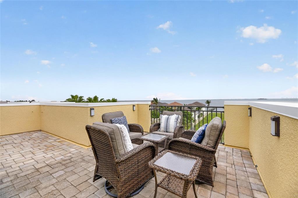 Rooftop terrace at 6408 Mayra Shores Lane overlooking Tampa Bay