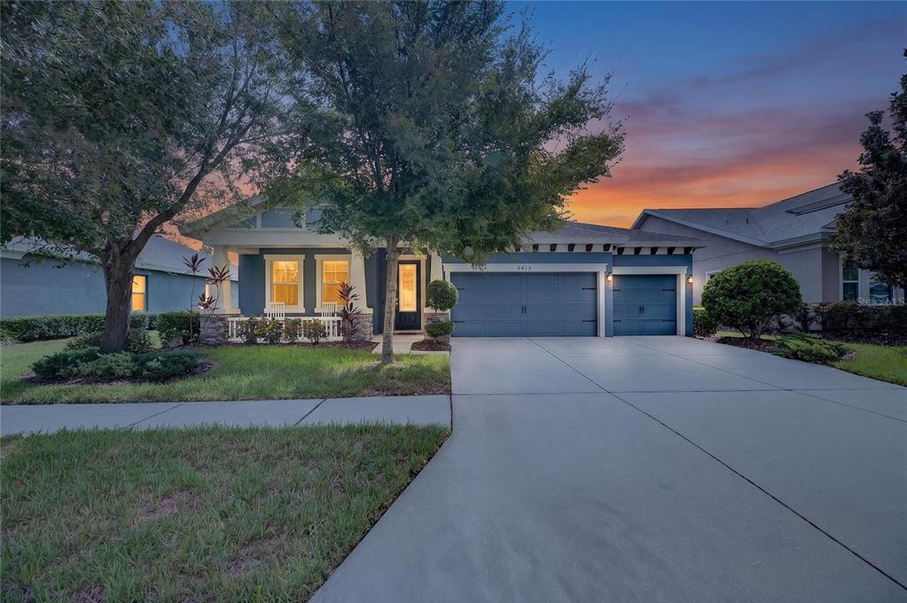 Front of 6419 Seasound Drive at dusk, Waterset, Apollo Beach