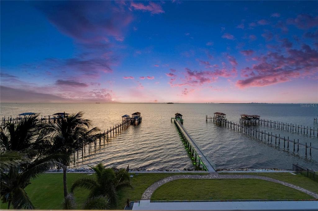 The estate at 6526 Surfside Boulevard at dusk on Tampa Bay, Apollo Beach