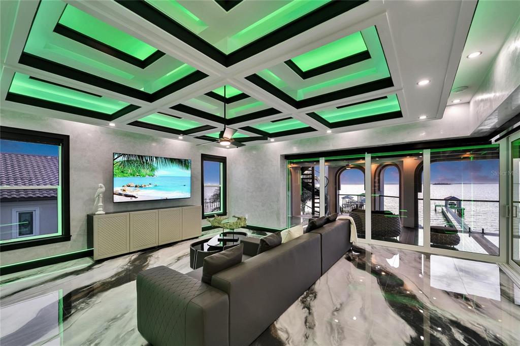 Upper level entertainment lounge at 6526 Surfside Boulevard