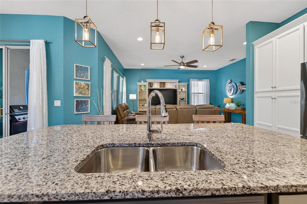 Kitchen island and dining area