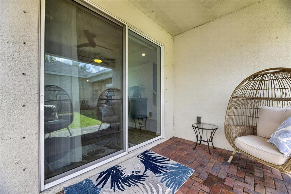 Covered lanai with brick pavers