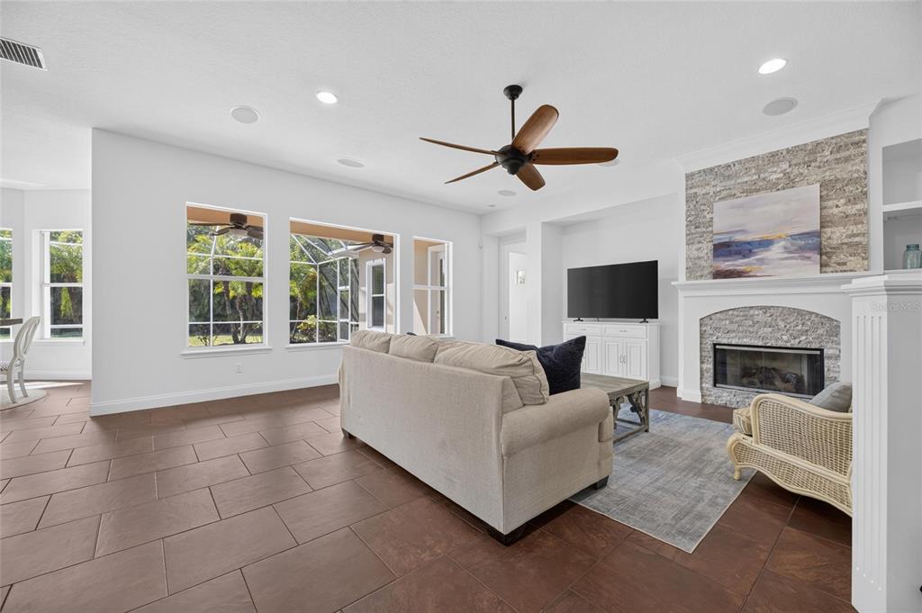 Main living area with soaring ceilings