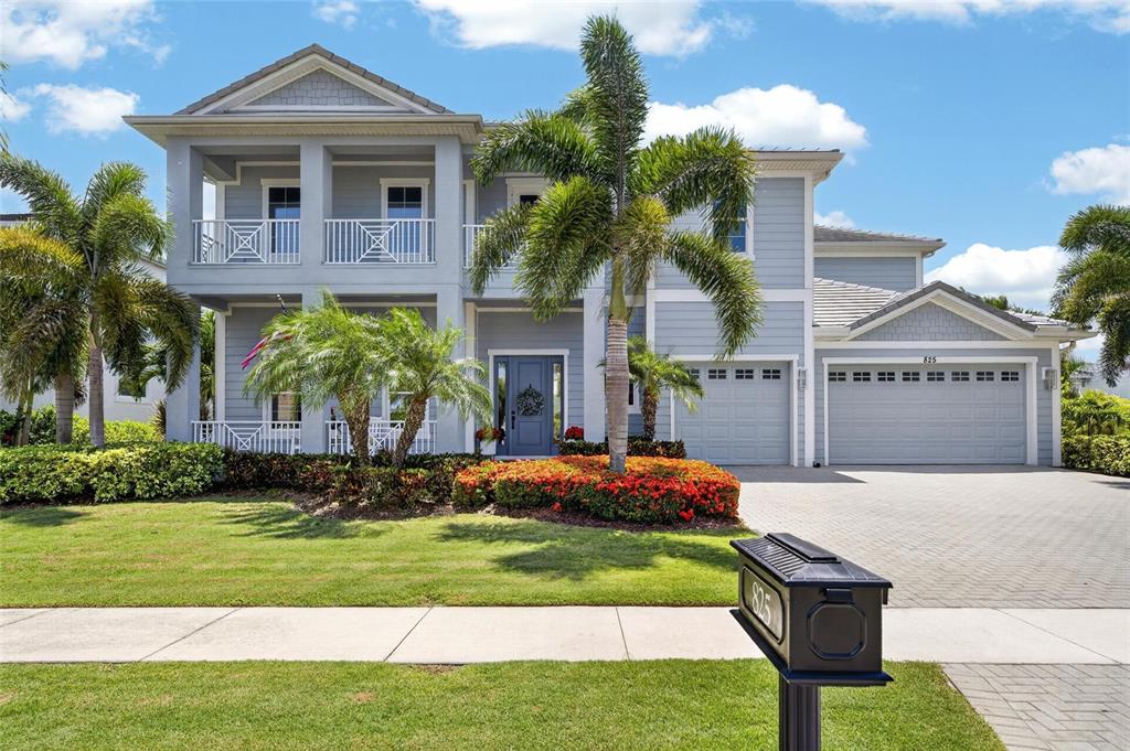 Front of 825 Manns Harbor Drive, a 2021 waterfront home in MiraBay, Apollo Beach FL