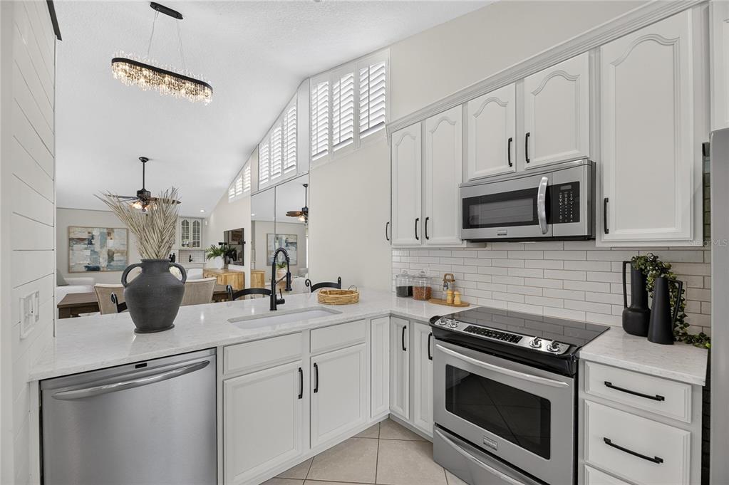 Renovated kitchen with stone counters
