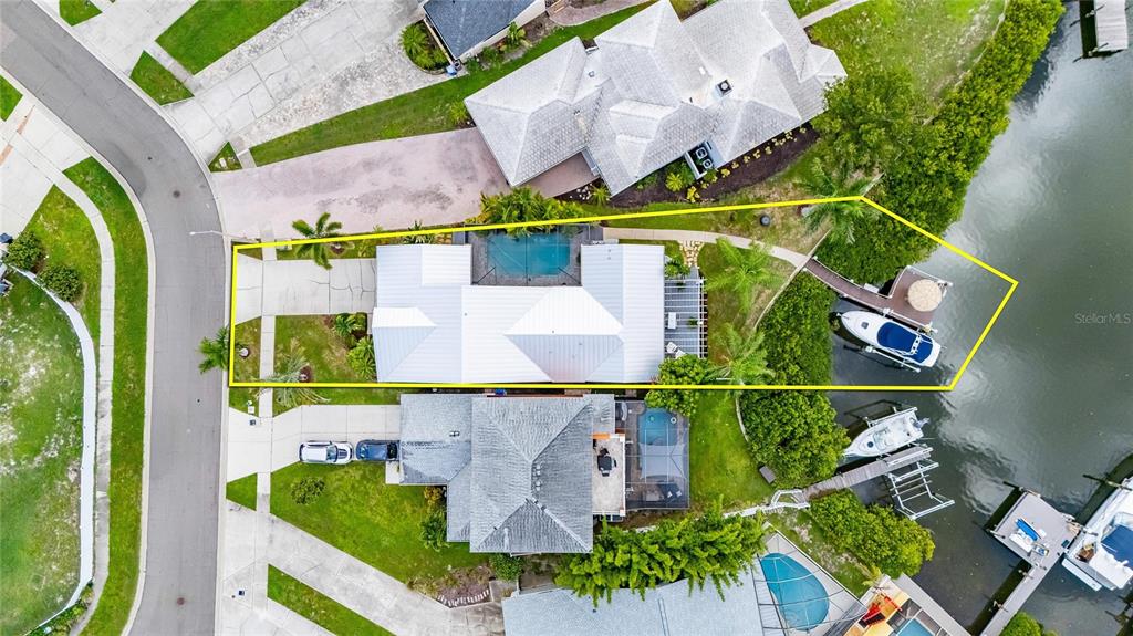 Aerial view of Shagos Bay canals toward Tampa Bay